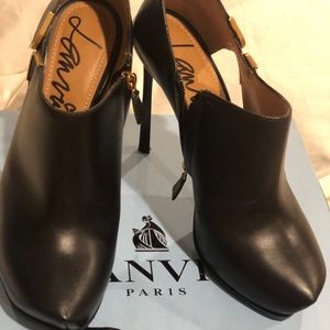 Lanvin leather ankle boot with gold accent
